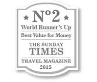 No. 2 World Runner's Up - Best Value for Money - The Sunday Times - Travel Magazine 2015
